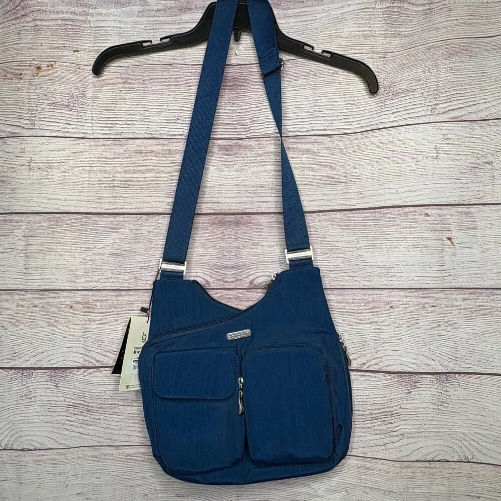 Baggallini Blue Crossover Crossbody Lightweight Pocket Zipper Travel Bag New